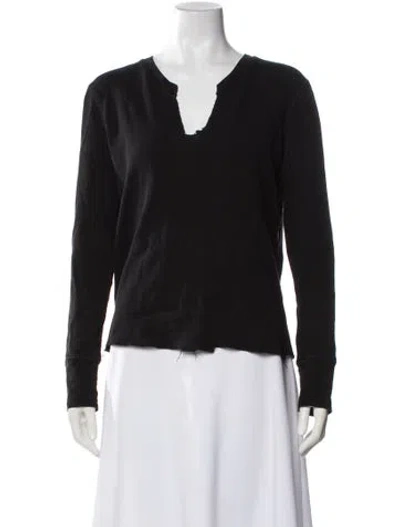 Pre-owned Helmut Lang V-neck Long Sleeve Top In Black