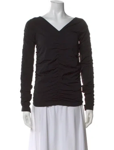 Pre-owned Helmut Lang V-neck Long Sleeve Top In Black