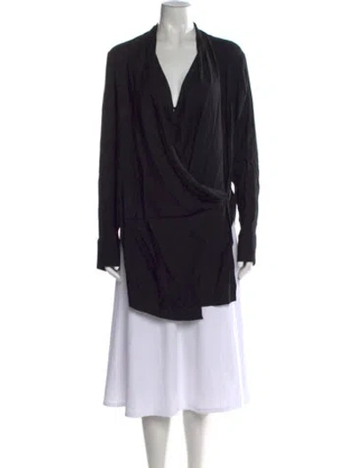 Pre-owned Helmut Lang V-neck Long Sleeve Top In Black