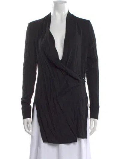 Pre-owned Helmut Lang V-neck Long Sleeve Top In Black