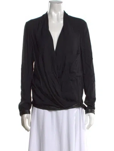 Pre-owned Helmut Lang V-neck Long Sleeve Top In Black