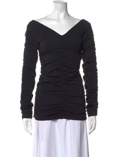 Pre-owned Helmut Lang V-neck Long Sleeve Top In Black