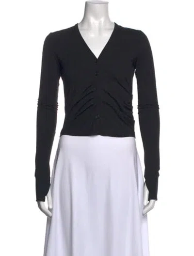 Pre-owned Helmut Lang V-neck Long Sleeve Top In Black
