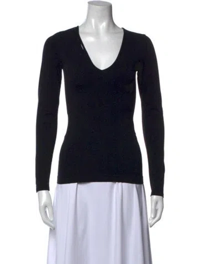 Pre-owned Helmut Lang V-neck Long Sleeve Top In Black