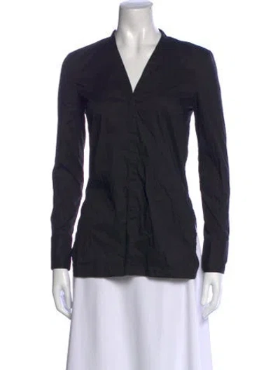 Pre-owned Helmut Lang V-neck Long Sleeve Top In Black