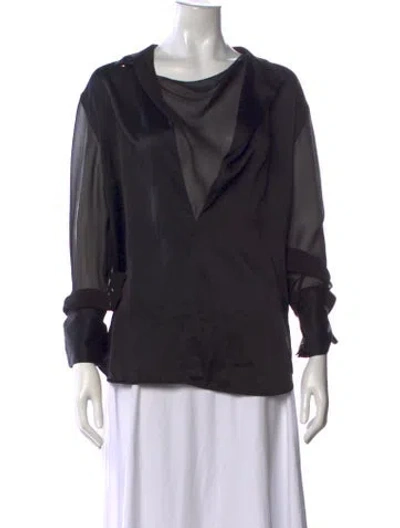 Pre-owned Helmut Lang V-neck Long Sleeve Top In Black