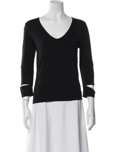 Pre-owned Helmut Lang V-neck Long Sleeve Top In Black