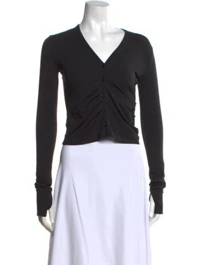 Pre-owned Helmut Lang V-neck Long Sleeve Top In Black