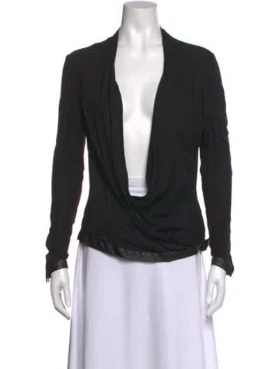 Pre-owned Helmut Lang V-neck Long Sleeve Top In Black