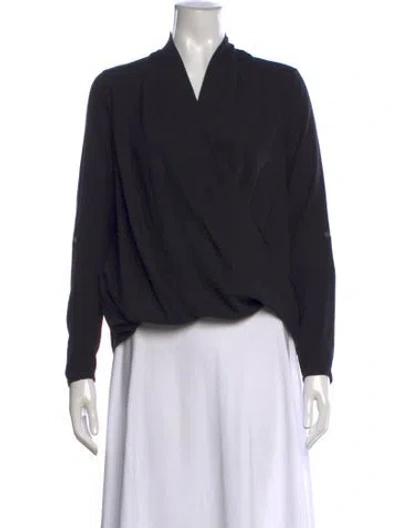 Pre-owned Helmut Lang V-neck Long Sleeve Top In Black