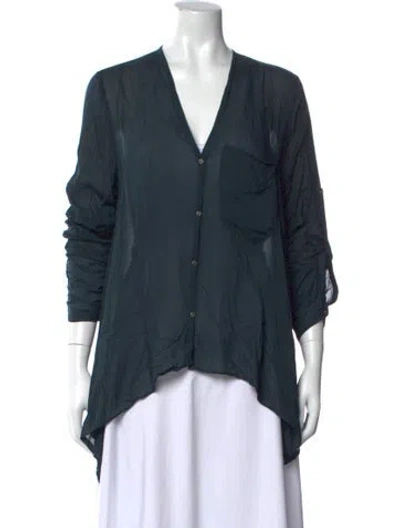 Pre-owned Helmut Lang V-neck Long Sleeve Top In Blue