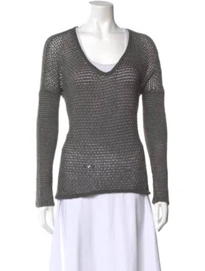 Pre-owned Helmut Lang V-neck Long Sleeve Top In Gray