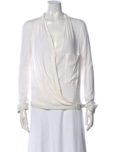 Pre-owned Helmut Lang V-neck Long Sleeve Top In Neutral