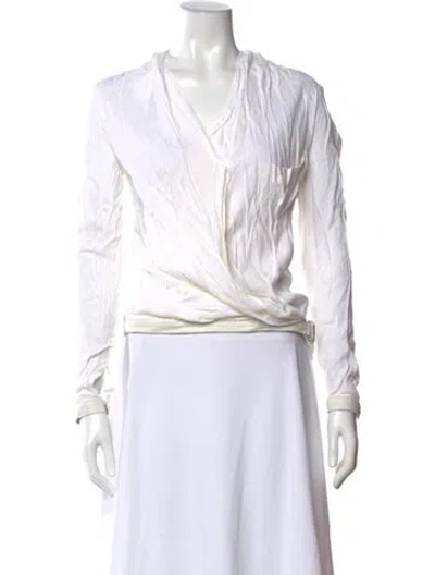 Pre-owned Helmut Lang V-neck Long Sleeve Top In Neutral