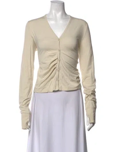 Pre-owned Helmut Lang V-neck Long Sleeve Top In Neutrals