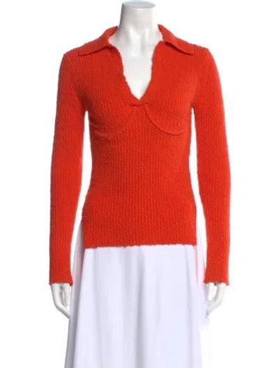 Pre-owned Helmut Lang V-neck Long Sleeve Top In Orange