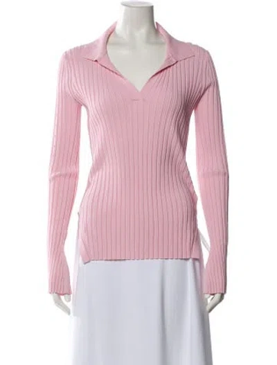 Pre-owned Helmut Lang V-neck Long Sleeve Top In Pink