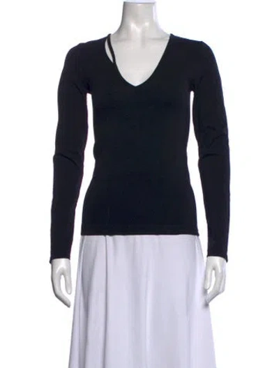 Pre-owned Helmut Lang V-neck Long Sleeve Top W/ Tags In Black