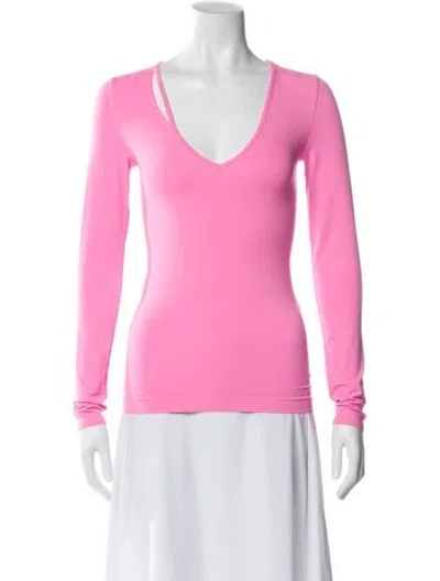 Pre-owned Helmut Lang V-neck Long Sleeve Top W/ Tags In Pink