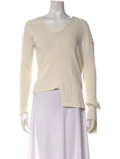 Pre-owned Helmut Lang V-neck Long Sleeve Top In White