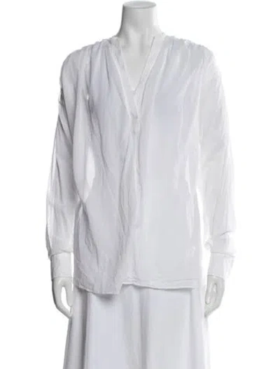 Pre-owned Helmut Lang V-neck Long Sleeve Top In White