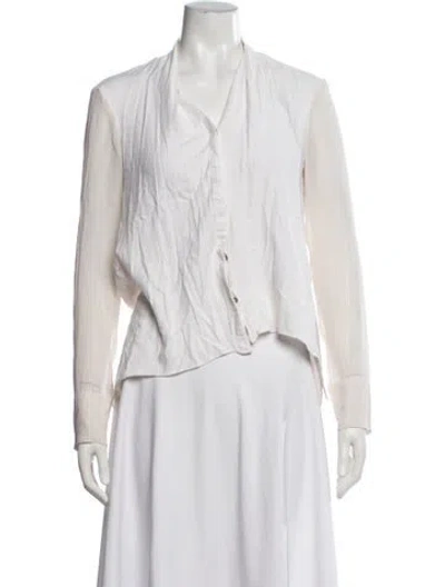 Pre-owned Helmut Lang V-neck Long Sleeve Top In White