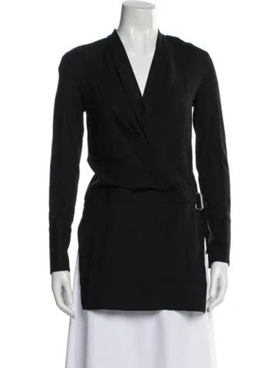 Pre-owned Helmut Lang V-neck Long Sleeve Tunic In Black