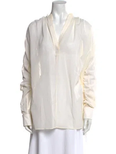 Pre-owned Helmut Lang V-neck Long Sleeve Tunic In White