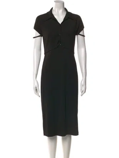 Pre-owned Helmut Lang V-neck Midi Length Dress In Black