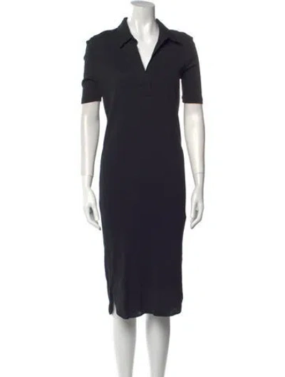 Pre-owned Helmut Lang V-neck Midi Length Dress In Black