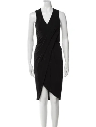 Pre-owned Helmut Lang V-neck Midi Length Dress In Black