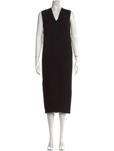 Pre-owned Helmut Lang V-neck Midi Length Dress In Black