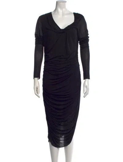 Pre-owned Helmut Lang V-neck Midi Length Dress In Black
