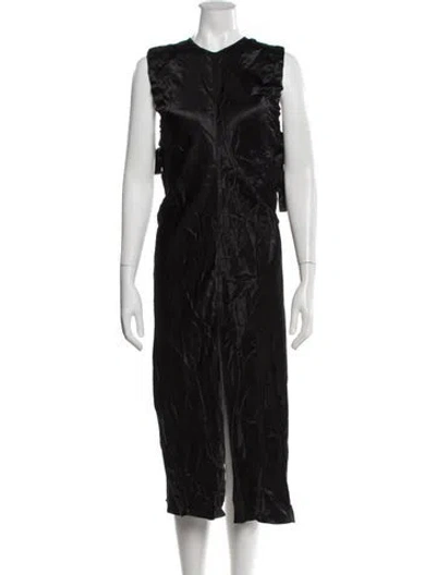 Pre-owned Helmut Lang V-neck Midi Length Dress In Black