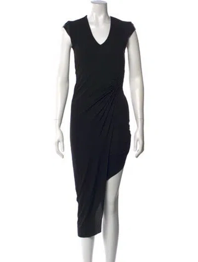 Pre-owned Helmut Lang V-neck Midi Length Dress In Black