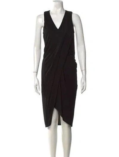 Pre-owned Helmut Lang V-neck Midi Length Dress In Black