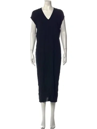 Pre-owned Helmut Lang V-neck Midi Length Dress In Black