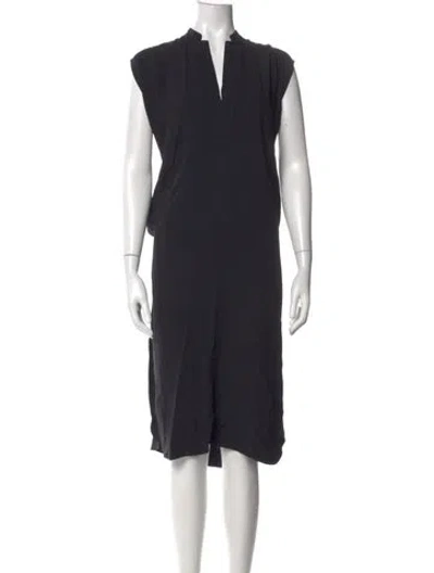 Pre-owned Helmut Lang V-neck Midi Length Dress In Black