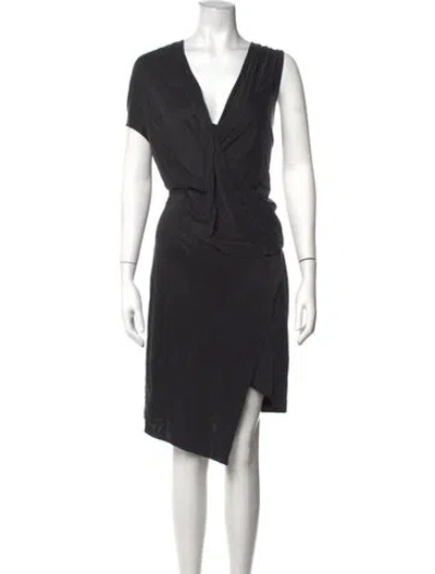 Pre-owned Helmut Lang V-neck Midi Length Dress In Black