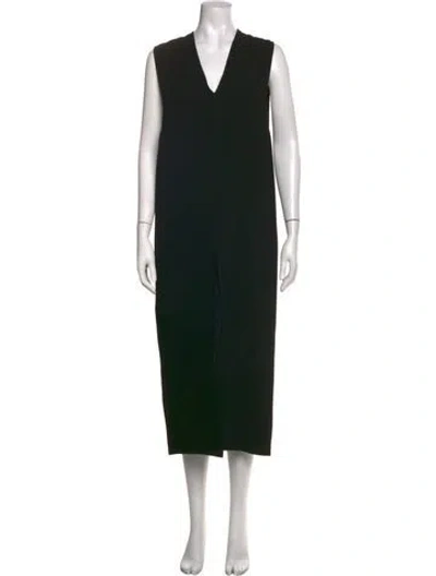 Pre-owned Helmut Lang V-neck Midi Length Dress In Black