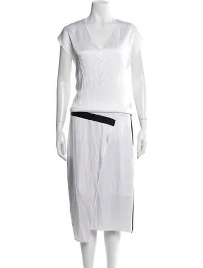 Pre-owned Helmut Lang V-neck Midi Length Dress In Black/white