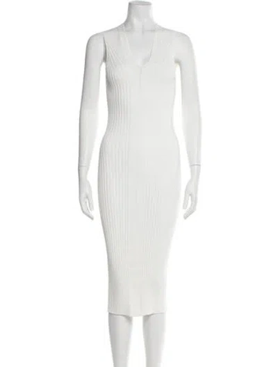 Pre-owned Helmut Lang V-neck Midi Length Dress In Blue