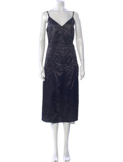 Pre-owned Helmut Lang V-neck Midi Length Dress In Blue