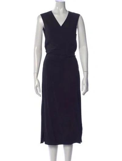 Pre-owned Helmut Lang V-neck Midi Length Dress In Blue