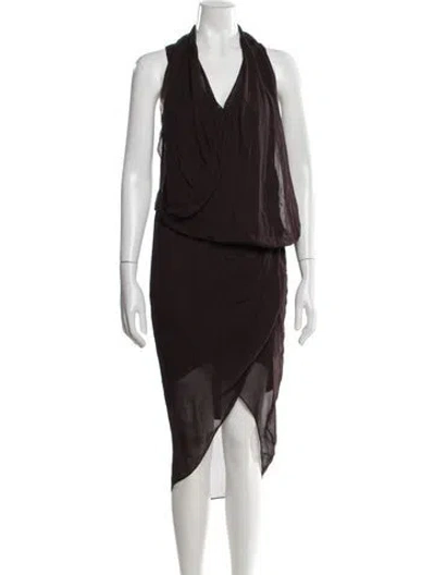 Pre-owned Helmut Lang V-neck Midi Length Dress In Brown