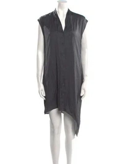 Pre-owned Helmut Lang V-neck Midi Length Dress In Gray