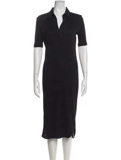 Pre-owned Helmut Lang V-neck Midi Length Dress In Gray