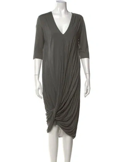 Pre-owned Helmut Lang V-neck Midi Length Dress In Gray