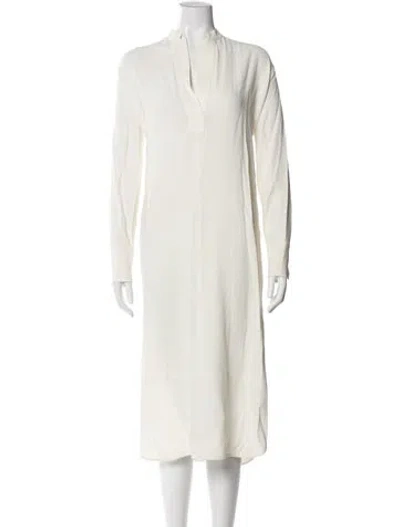 Pre-owned Helmut Lang V-neck Midi Length Dress In Neutral