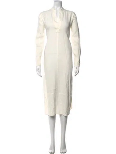 Pre-owned Helmut Lang V-neck Midi Length Dress In Neutral